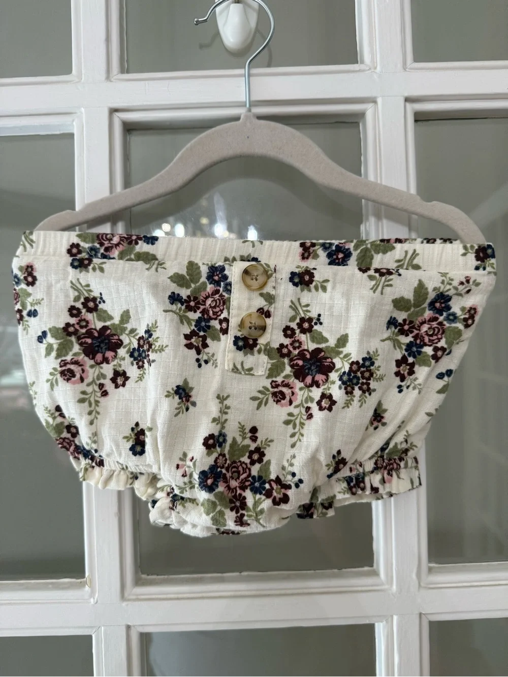 Nicole Miller New York Floral Baby Romper - Plum & Cream